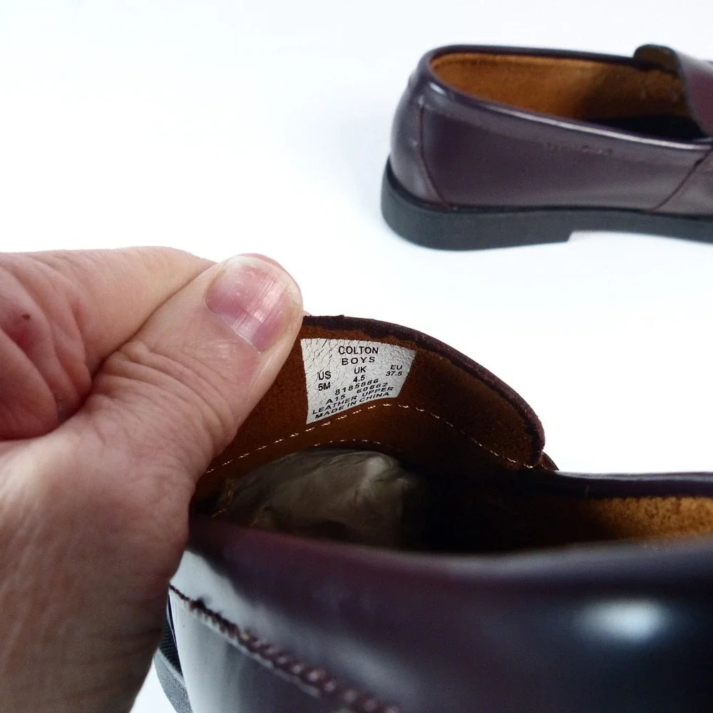 Sperry Colton Penny Loafer Leather Boys 5M Burgundy Dress Shoes Dark Brown NWOB